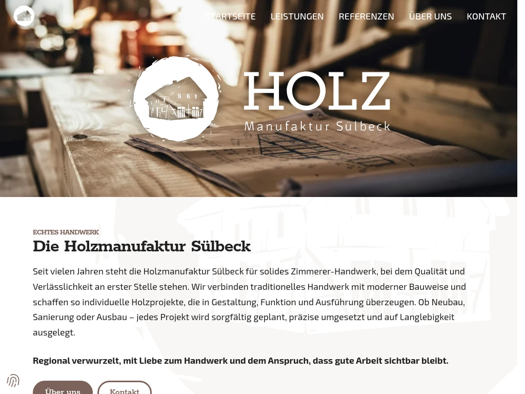Website von Zimmerei Holzmanufaktur Sülbeck in Reinstorf