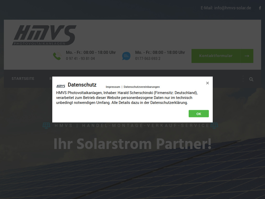 Website von HMVS-Solar in Oberleichtersbach