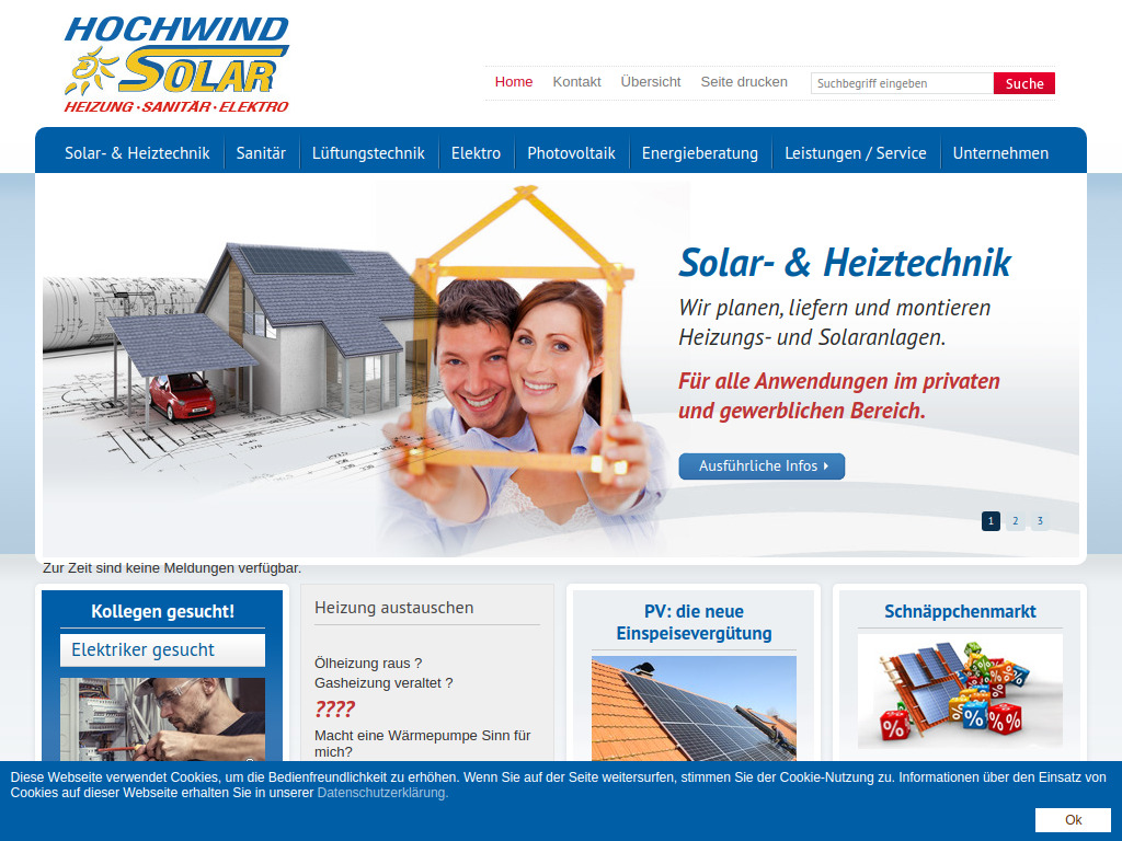 Website von Hochwind-Solar Energietechnik GmbH & Co.KG in Ettringen