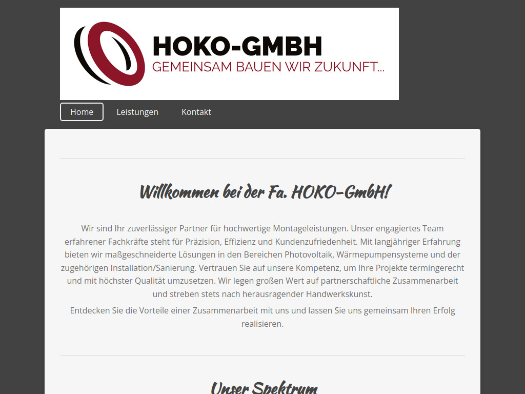 Website von HOKO-GmbH in Ottnang