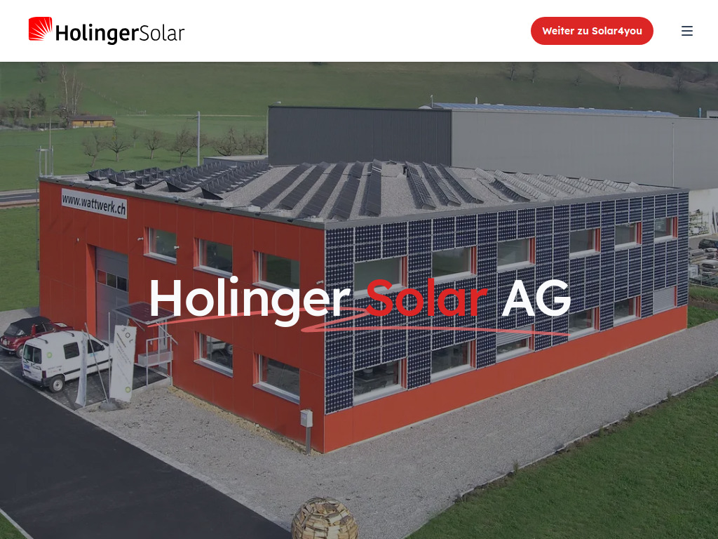 Website von Holinger Solar AG - Solaranlagen seit 1986