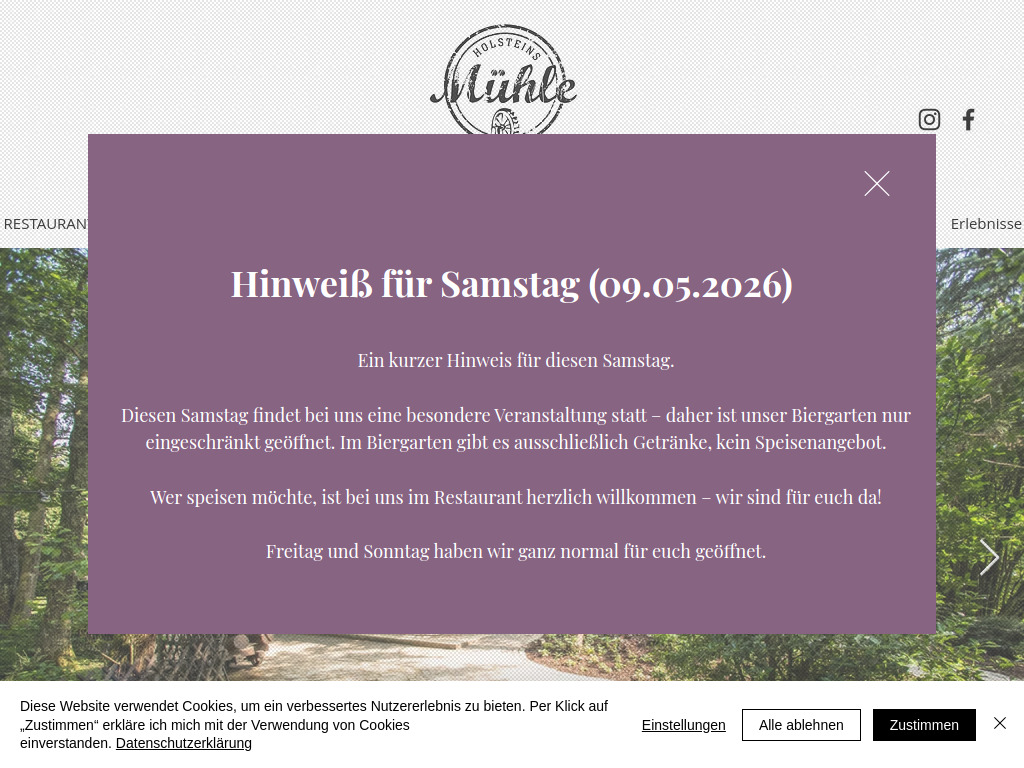 Website von Holsteins Mühle GmbH in Nümbrecht