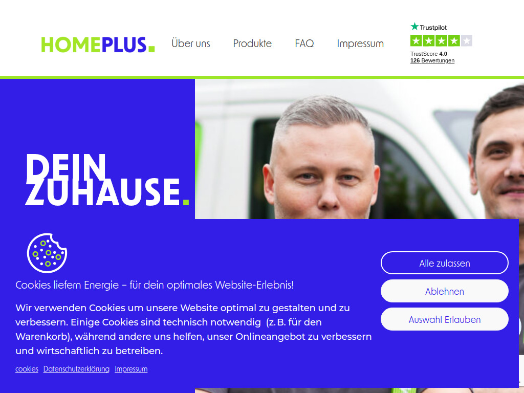 Website von HomePlus GmbH in Oberhausen