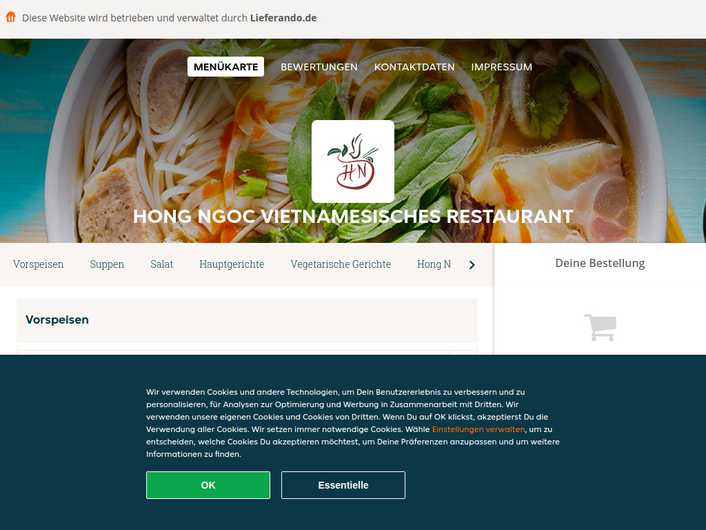 Website von Hong Ngoc Vietnamesisches Restaurant in Friedberg