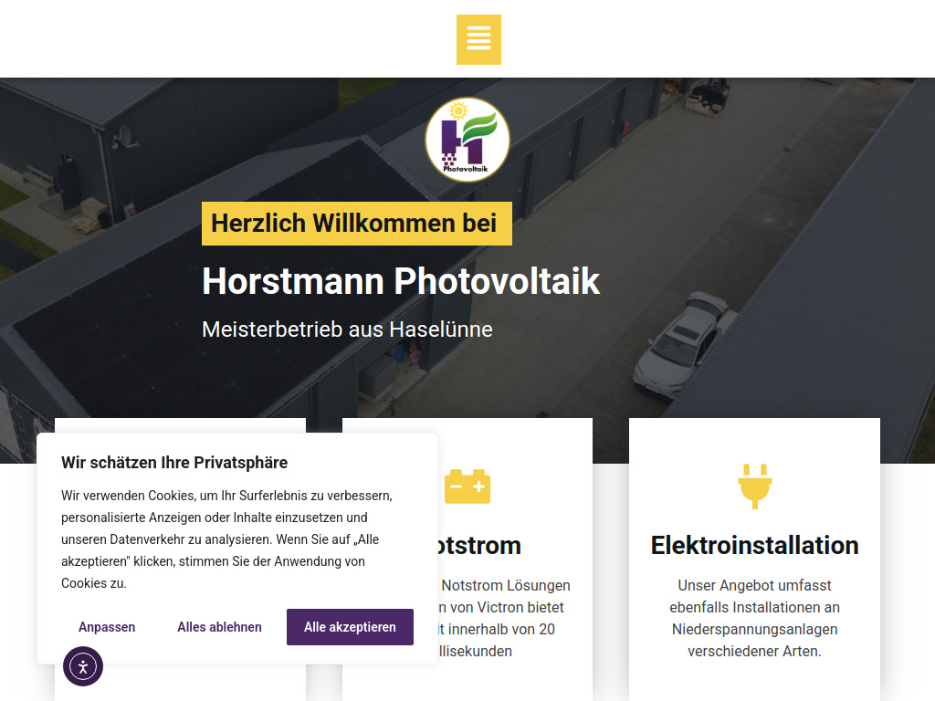 Website von Photovoltaik Meisterbetrieb Haselünne in Haselünne