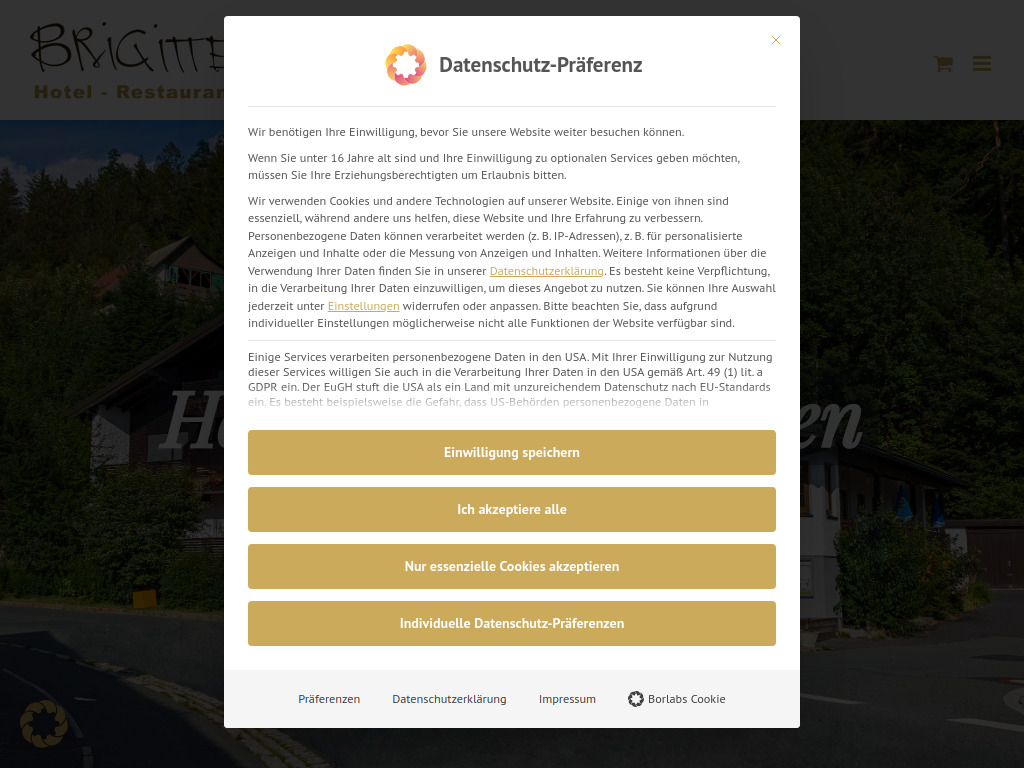 Website von Hotel Brigitte in Warmensteinach