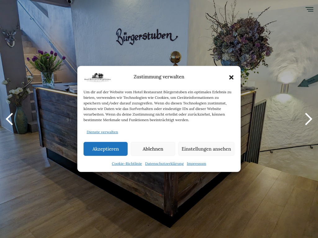 Website von Hotel-Restaurant Bürgerstuben Cerovic GmbH in Moers