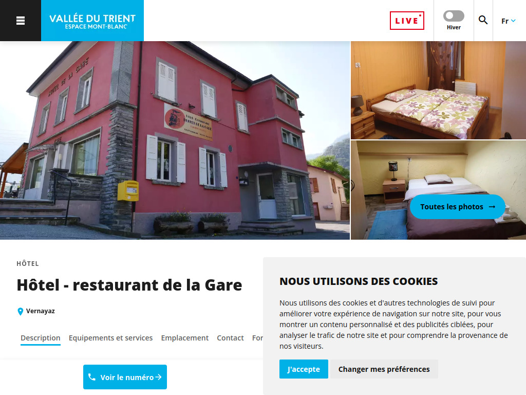 Website von Hôtel - restaurant de la Gare