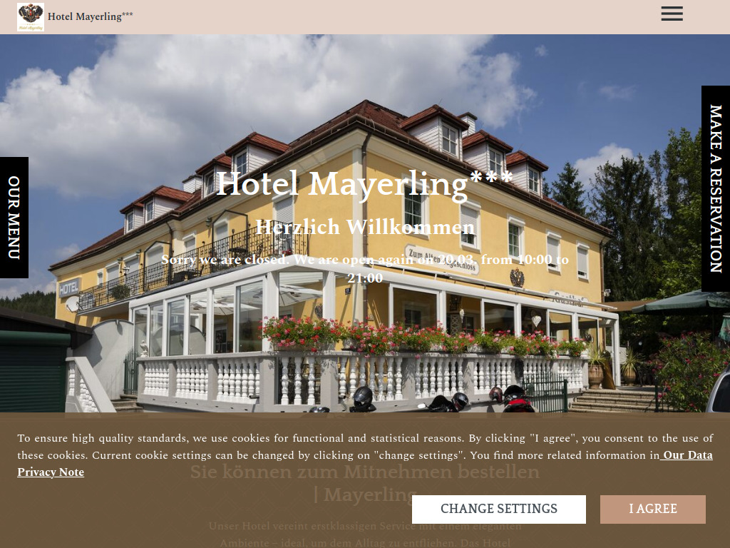 Website von Hotel Mayerling in Mayerling