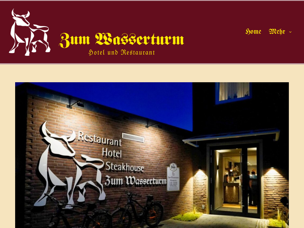Website von Zum Wasserturm in Oelde