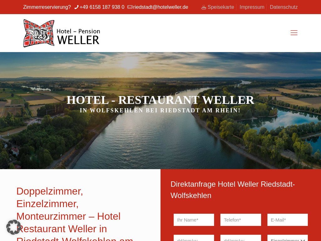 Website von Hotel Restaurant Weller Riedstadt in Riedstadt