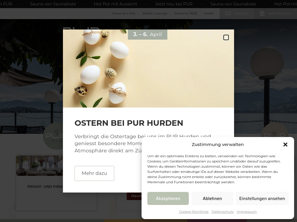 Website von PUR Hurden AG in Hurden