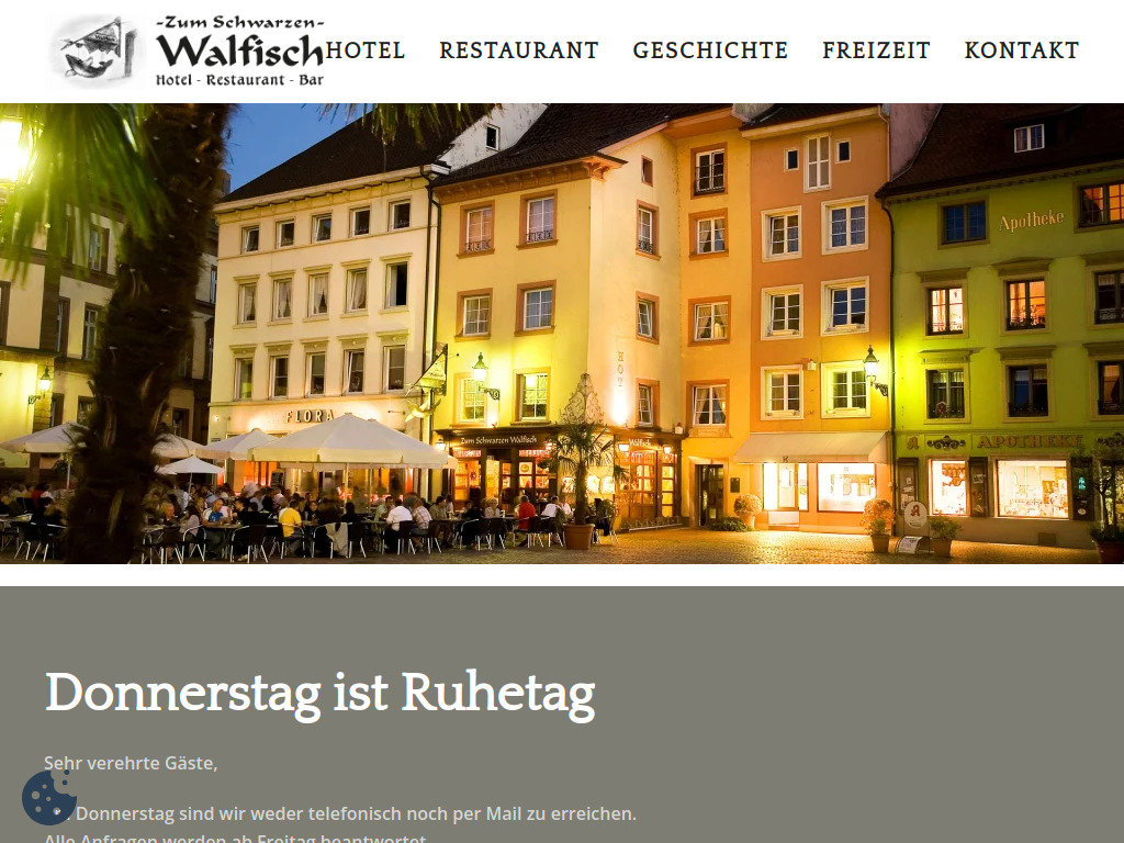 Website von Hotel - Restaurant Zum Schwarzen Walfisch GmbH in Bad Säckingen
