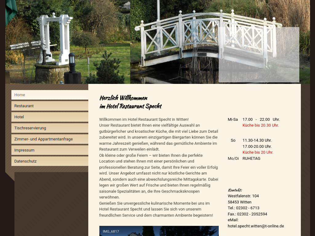 Website von Hotel Specht in Witten