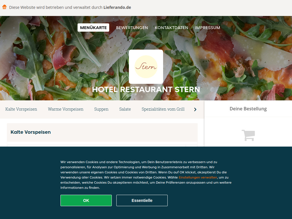 Website von Hotel Restaurant Stern - Essen online bestellen in Mannheim in Mannheim