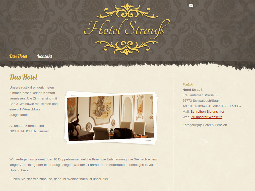 Website von Hotel Restaurant Strauß Schwalbach Saar in Schwalbach
