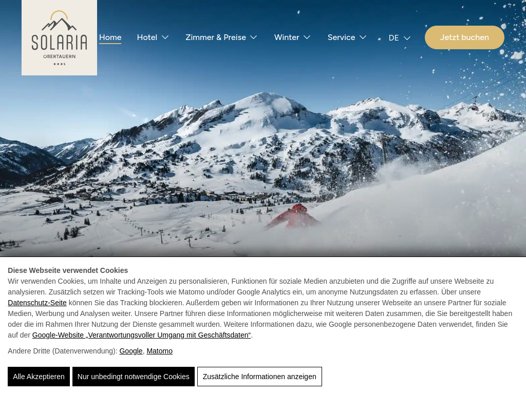 Website von Hotel Solaria Obertauern in Obertauern