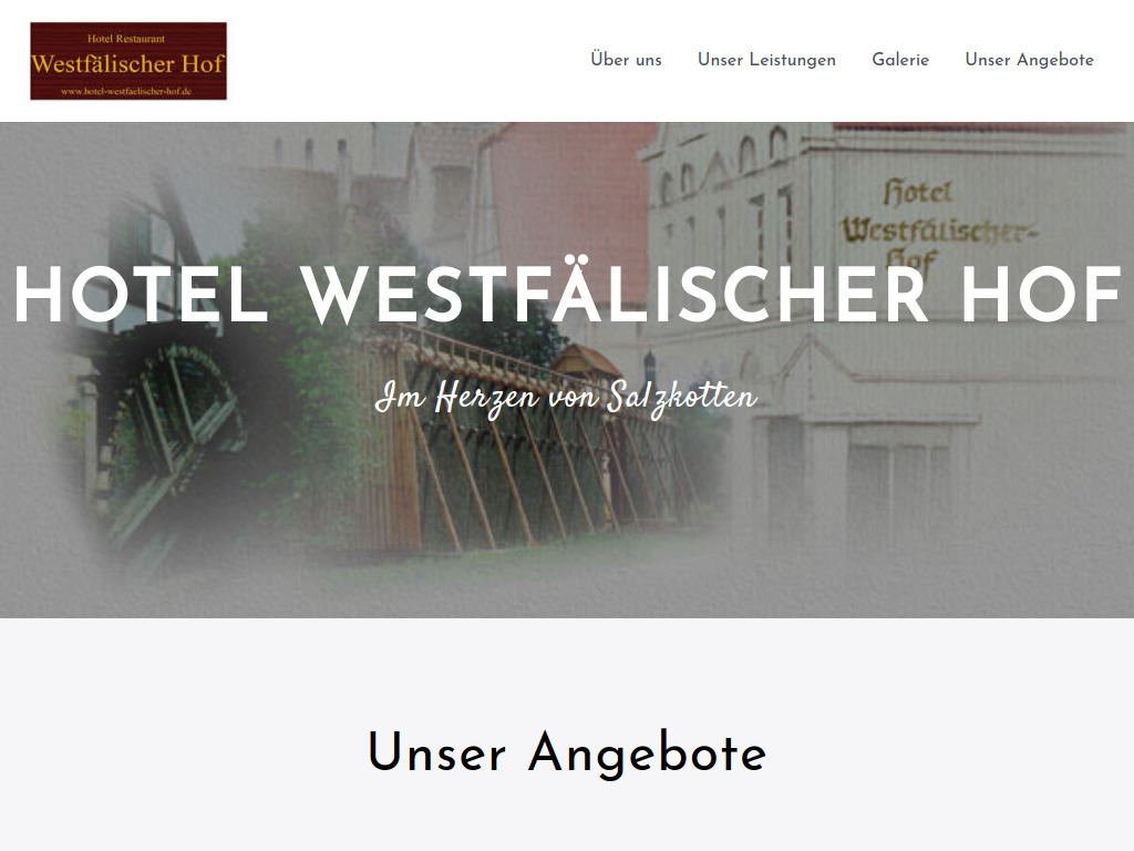 Website von Hotel Westfälischer Hof in Salzkotten
