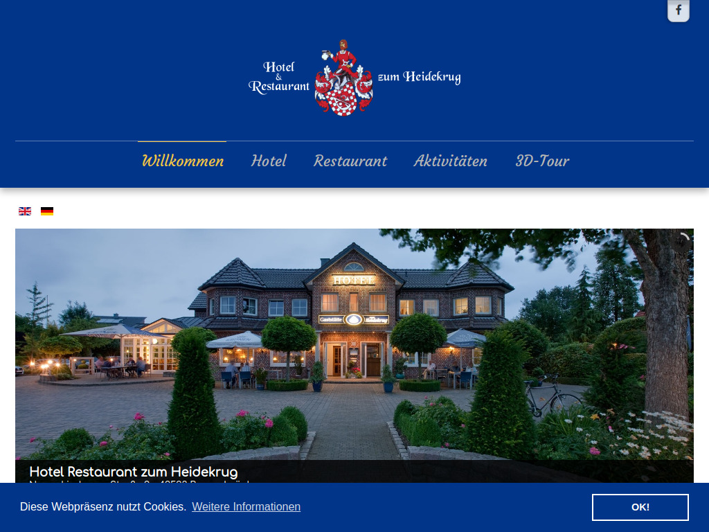 Website von Hotel Restaurant zum Heidekrug in Bersenbrück