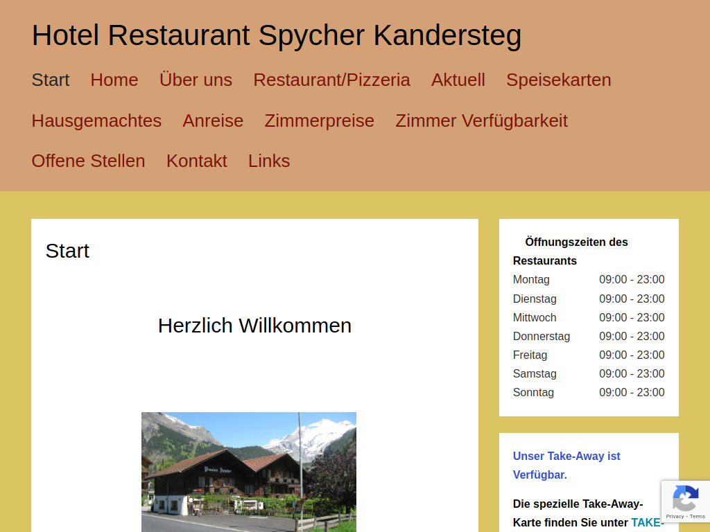 Website von Hotel Restaurant Spycher Kandersteg in Kandersteg