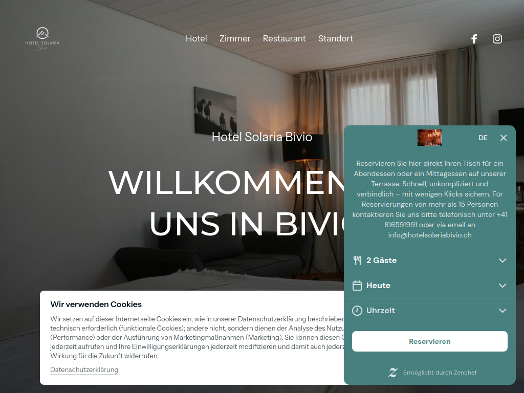 Website von hotelsolariabivio.ch