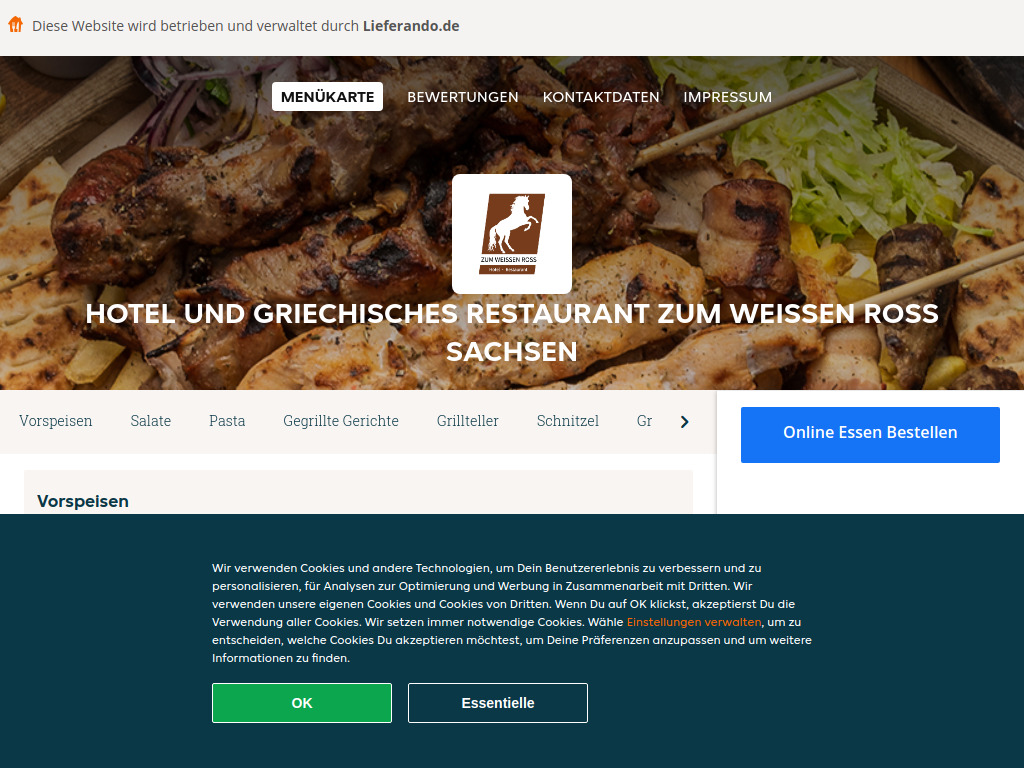 Website von hotelundgriechischesrestaurantzumweissenross.de in Delitzsch