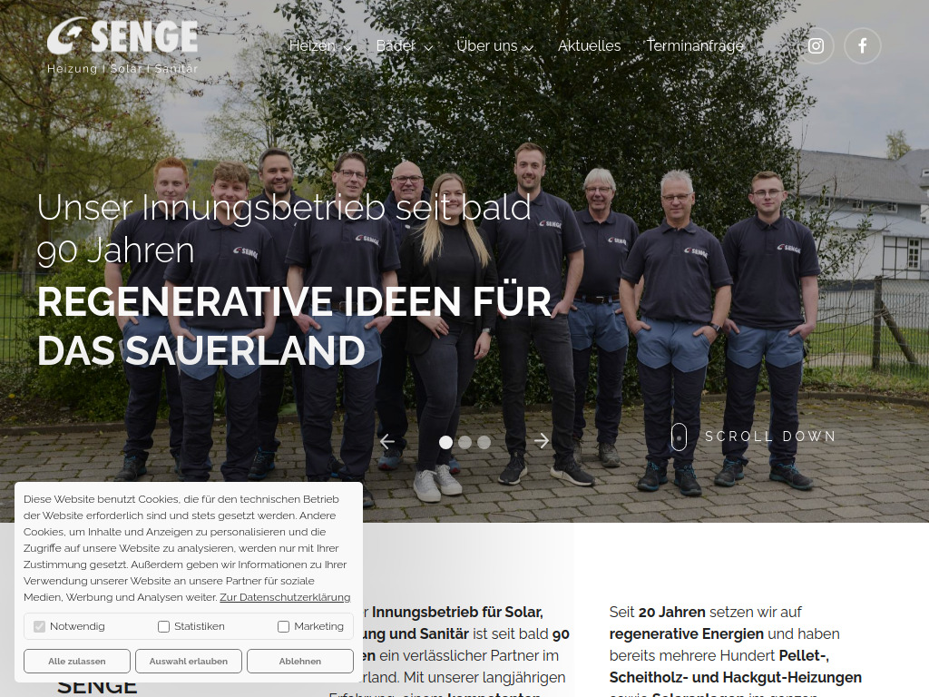 Website von Janik Senge Solar - Heizung - Sanitär in Siedlinghausen
