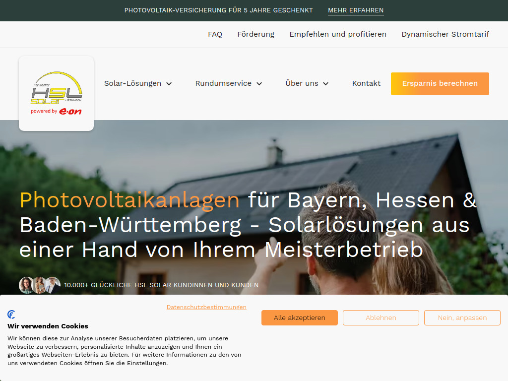 Website von HSL Solar in Wiesen