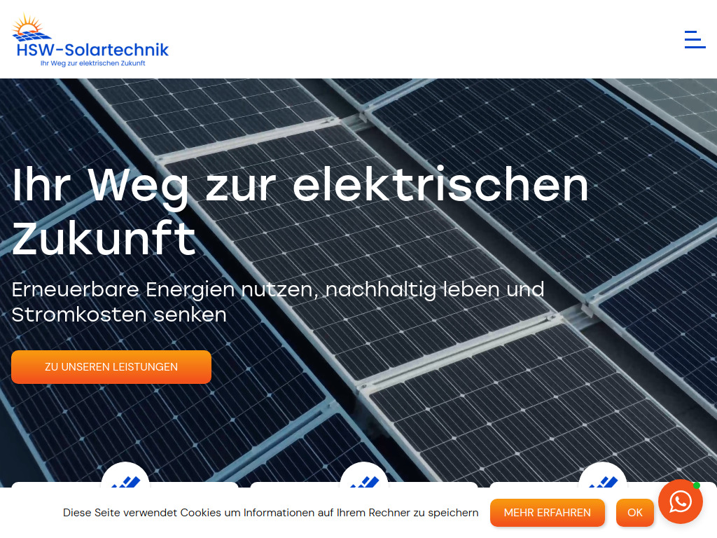 Website von HSW-Solartechnik GmbH in Aarwangen