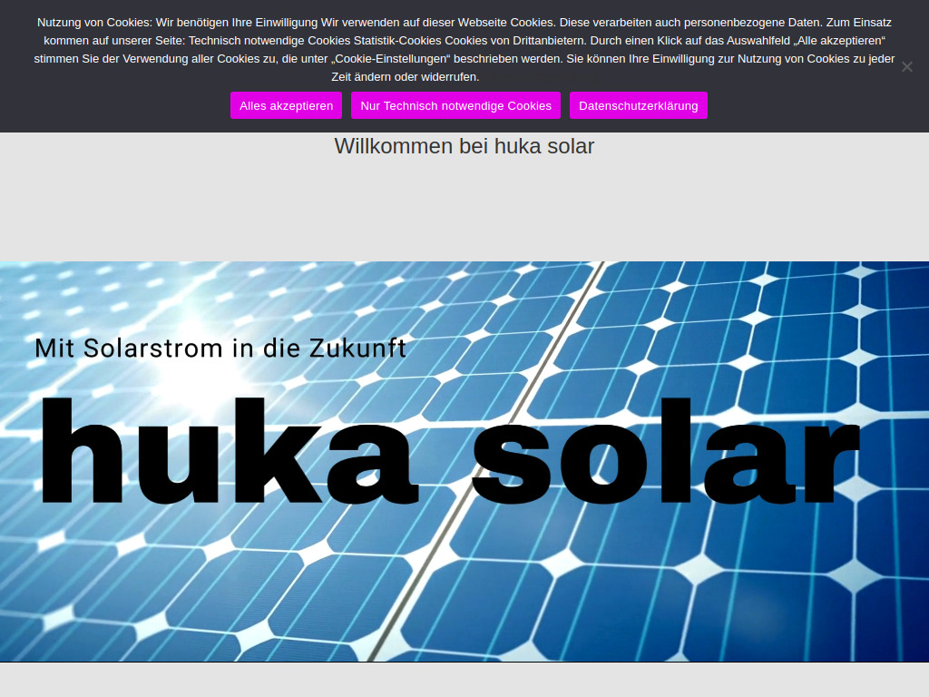 Website von huka solar GmbH & CO. KG in Königsfeld