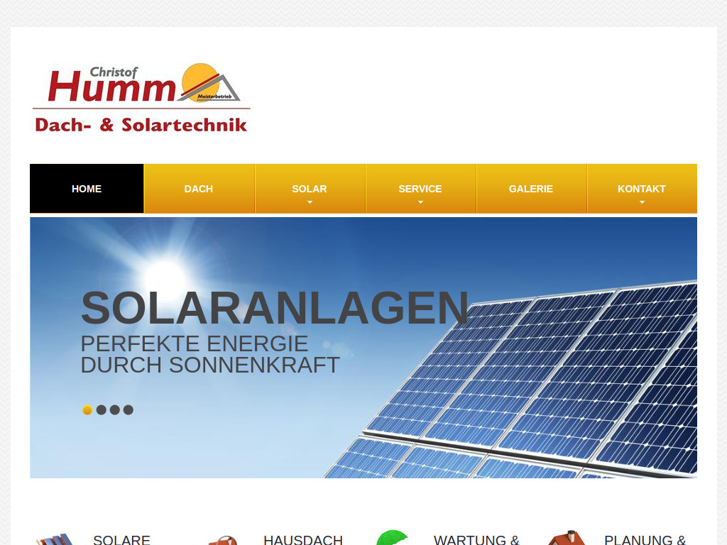 Website von Christof Humm Dach & Solartechnik in Kevelaer
