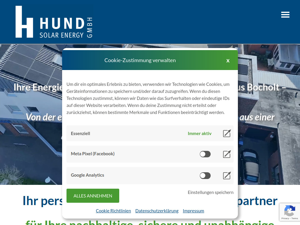 Website von Hund Solar Energy GmbH in Bocholt