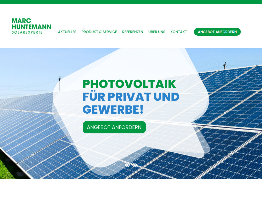 Website von Marc Huntemann Solarexperte in Stuhr