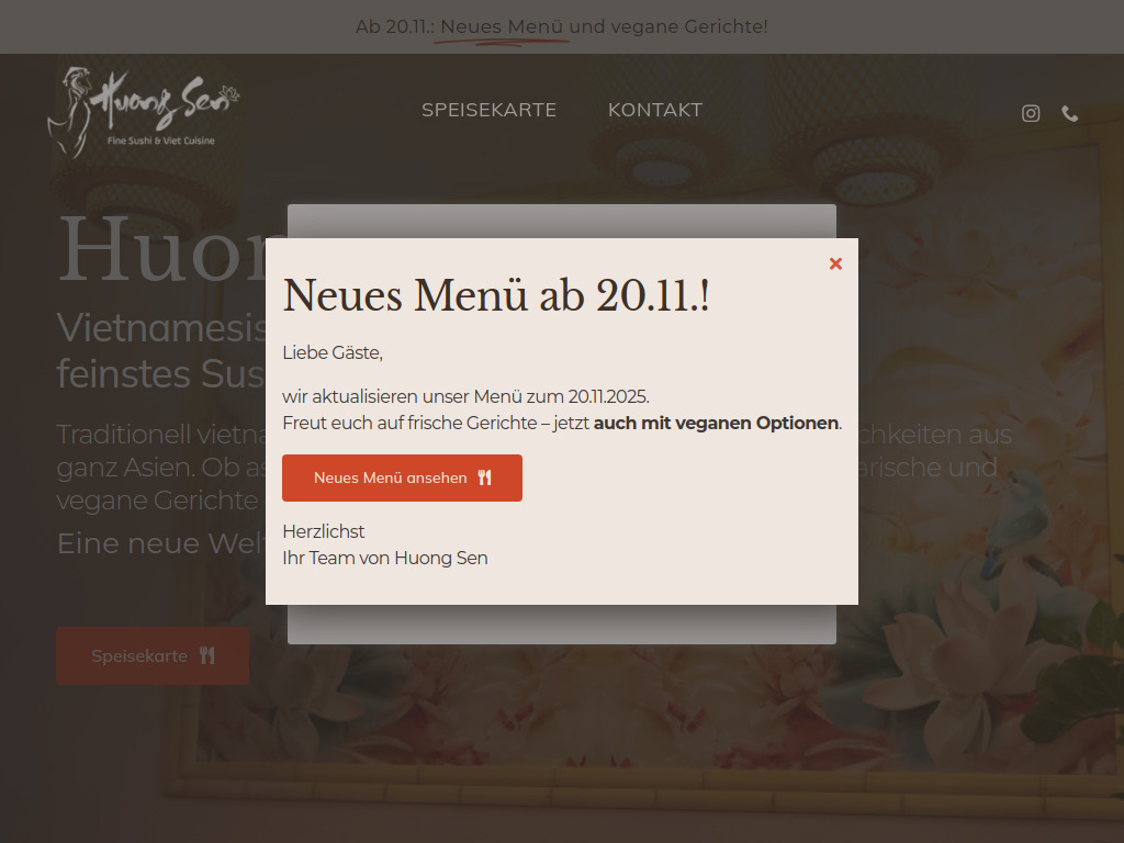 Website von Huong Sen Restaurant in Dortmund