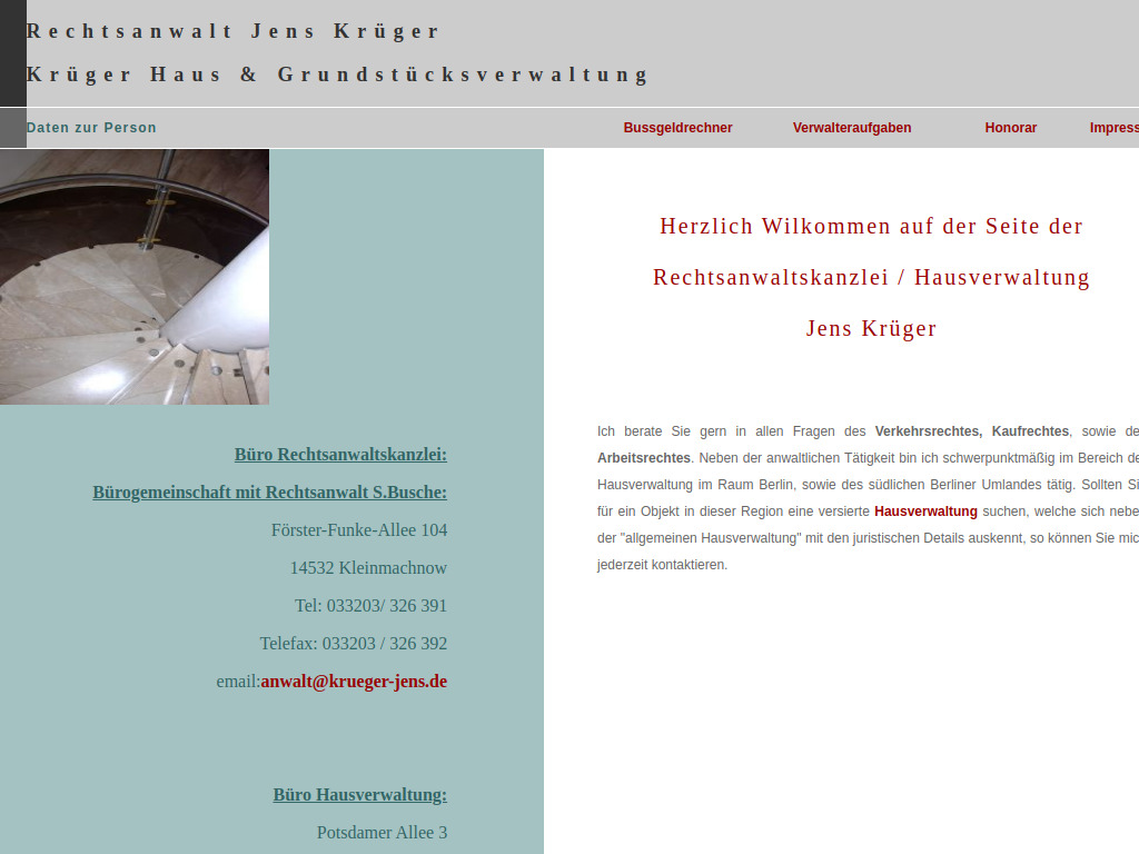 Website von Rechtsanwalt Jens Krüger in Kleinmachnow