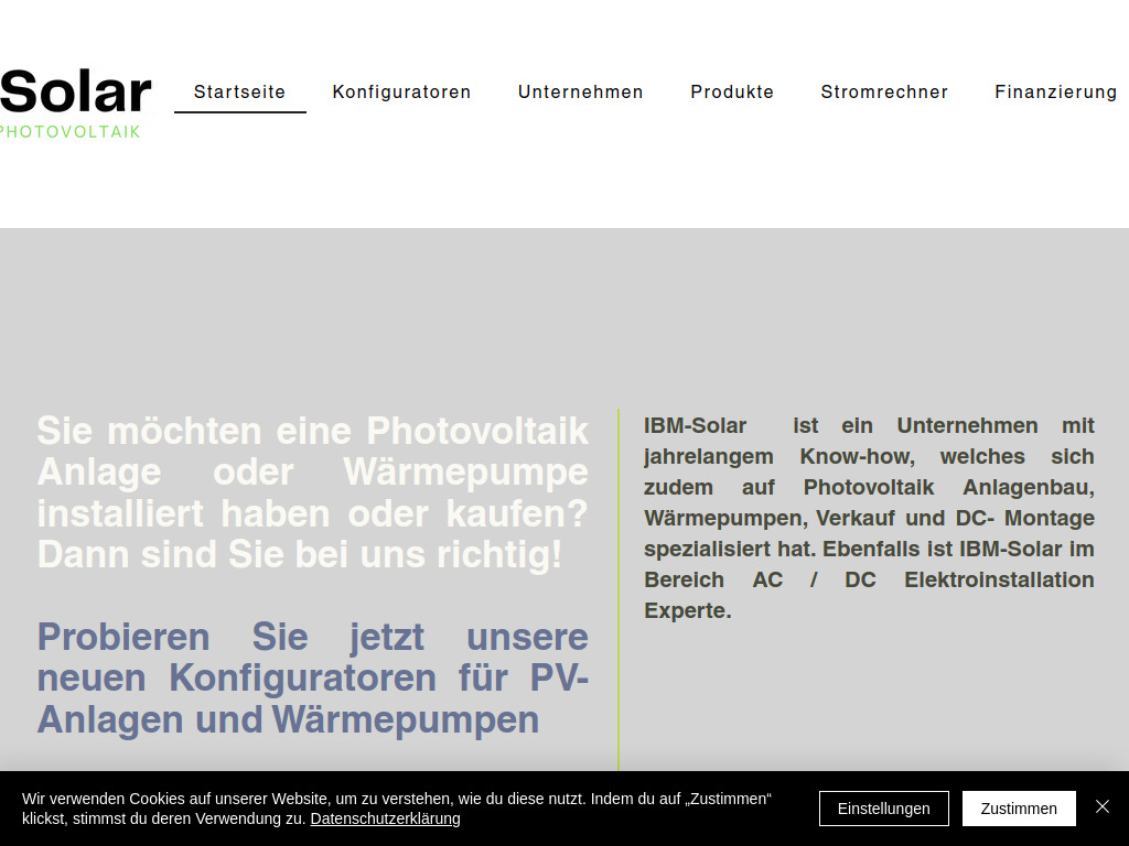 Website von IBM-Solar GmbH in Regensburg