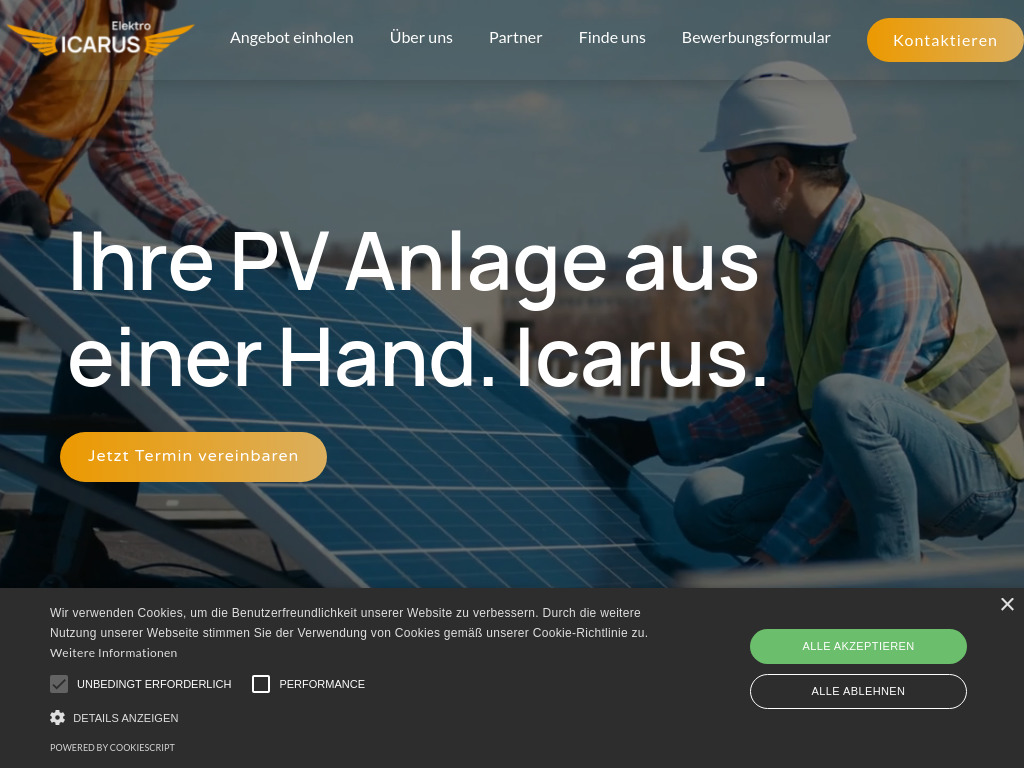 Website von Icarus Elektro GmbH in Rodgau