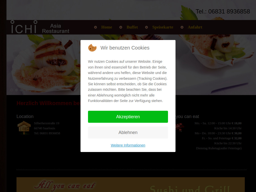 Website von Ichi Asia Restaurant in Saarlouis