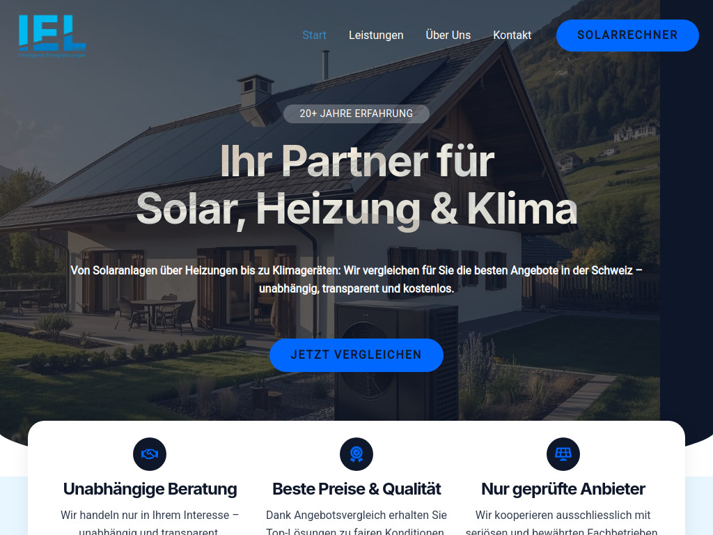 Website von IEL Intelligente Energielösungen GmbH in Oberegg