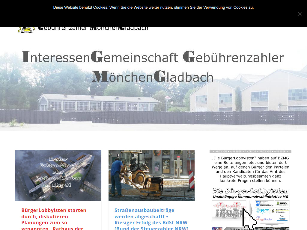 Website von Interessengemeinschaft Gebührenzahler Mönchengladbach (IGGMG) in Mönchengladbach