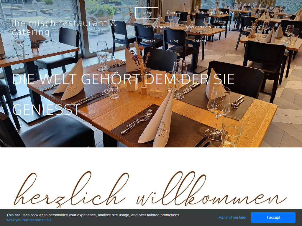 Website von iheimisch restaurant & catering in Sursee