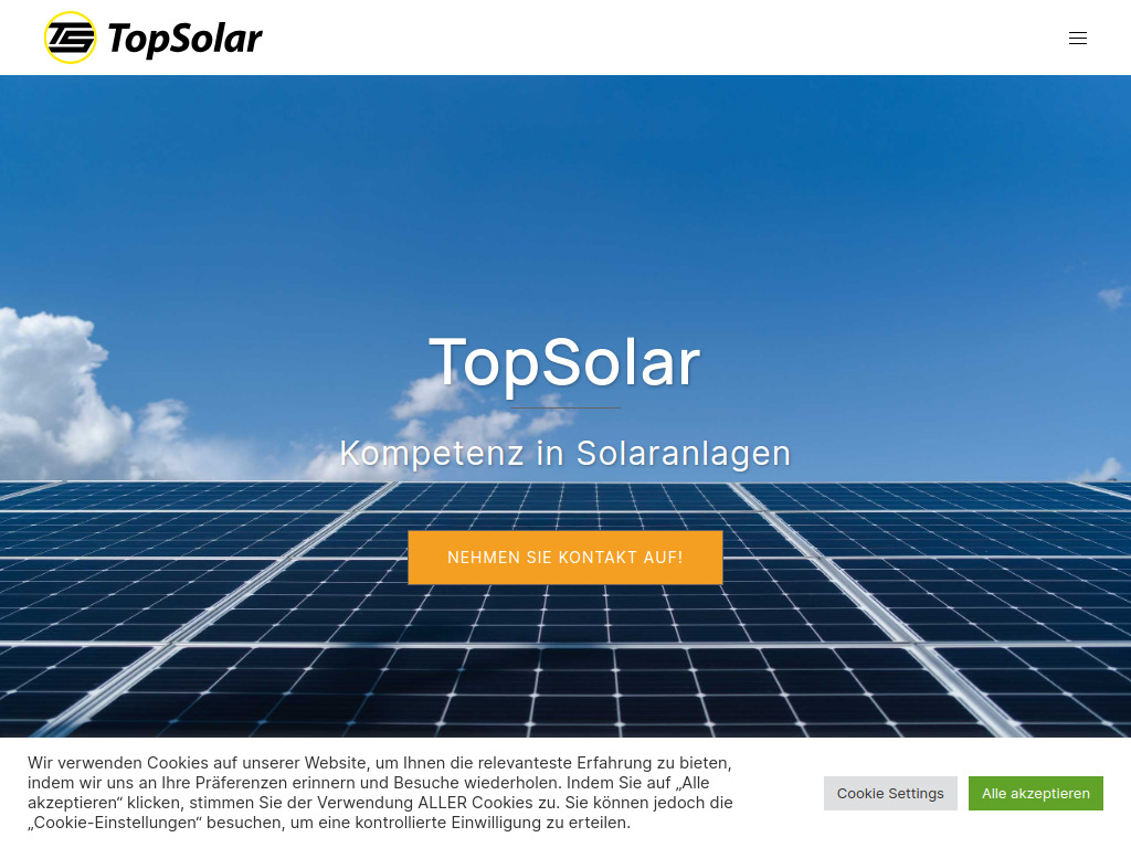 Website von TopSolar in Daun