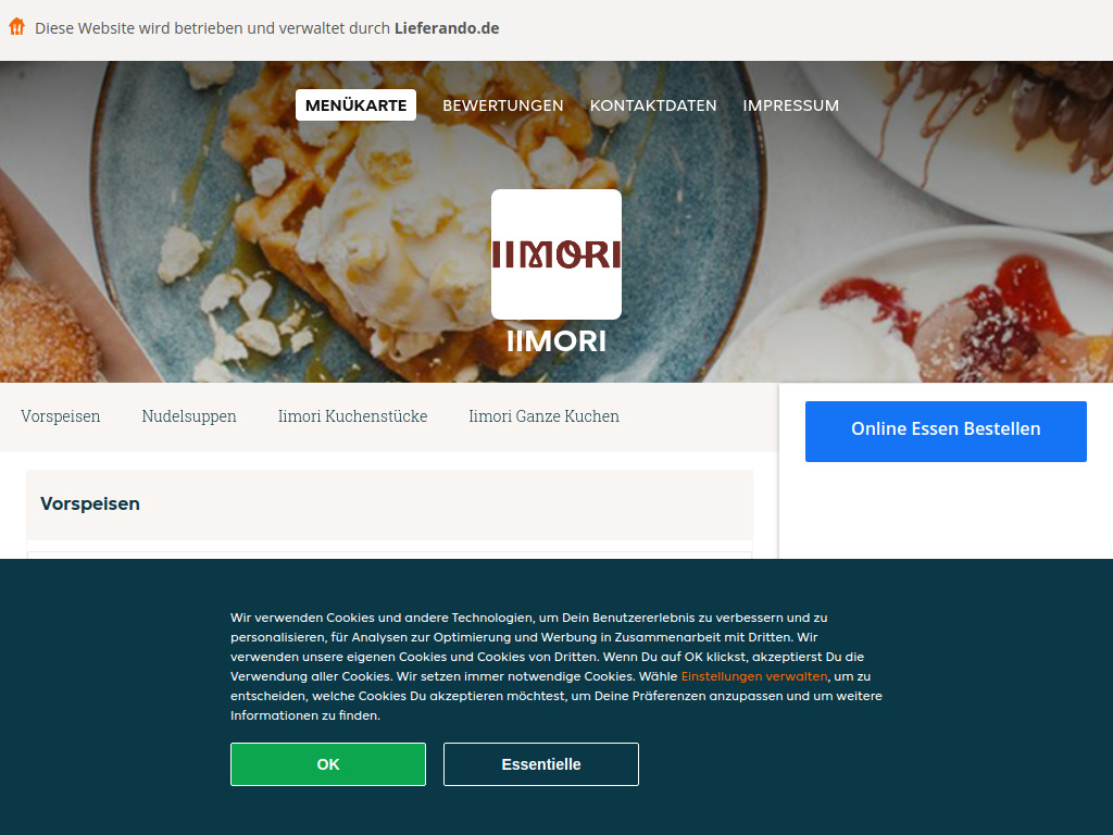 Website von IIMORI - Essen online bestellen in Frankfurt am Main in Frankfurt am Main