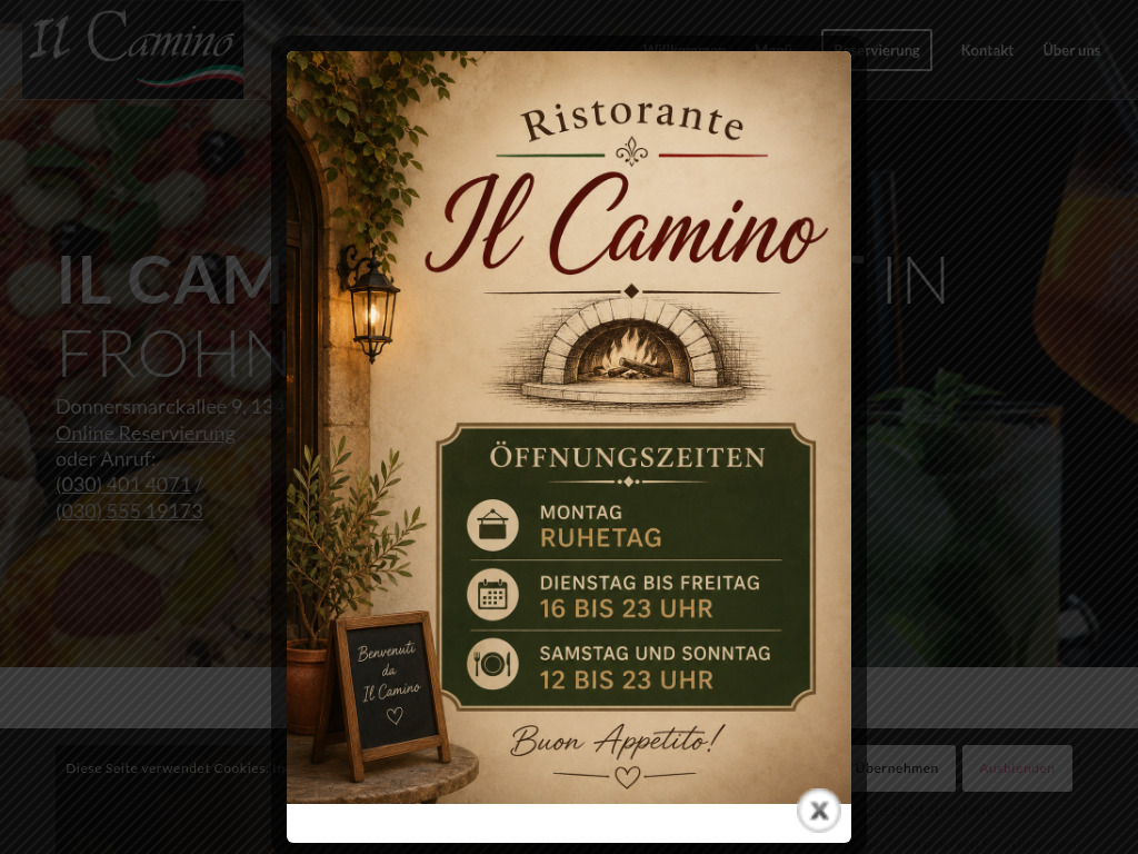 Website von IL CAMINO RESTAURANT in Berlin