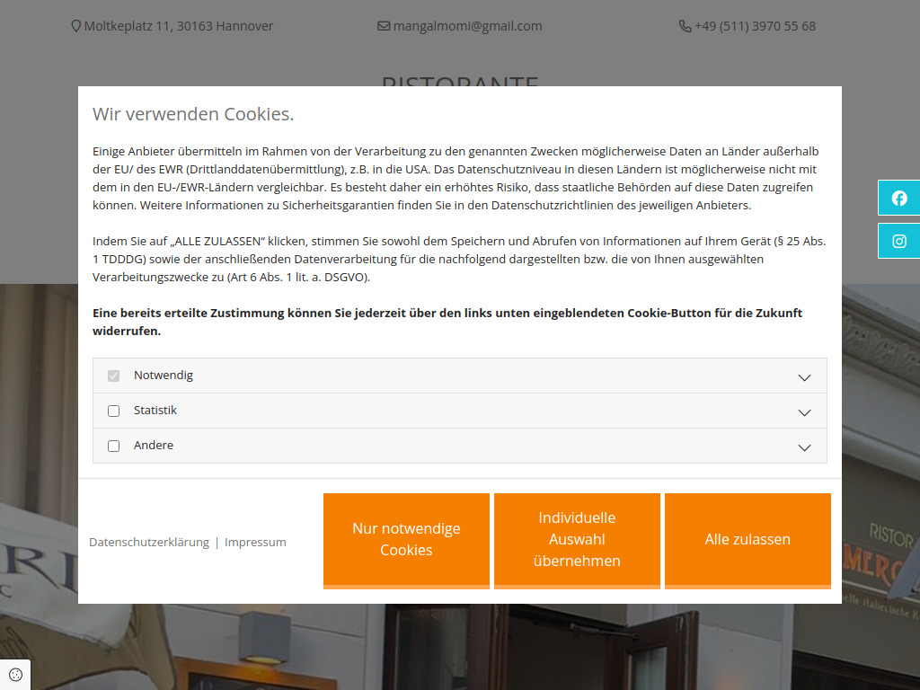 Website von Il Mercato in Hannover