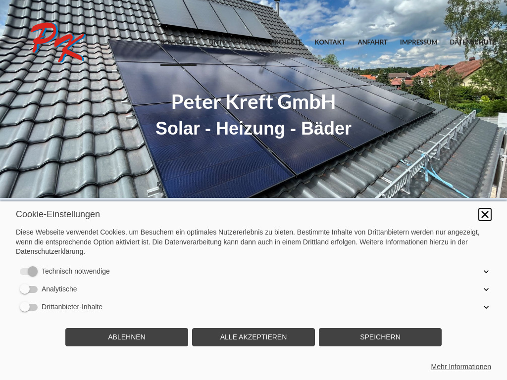 Website von Peter Kreft GmbH in Stadtilm