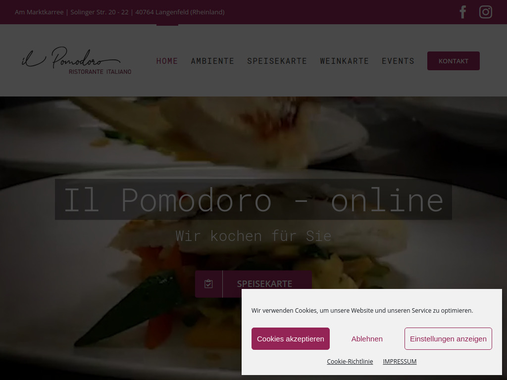 Website von Il Pomodoro Langenfeld in Langenfeld