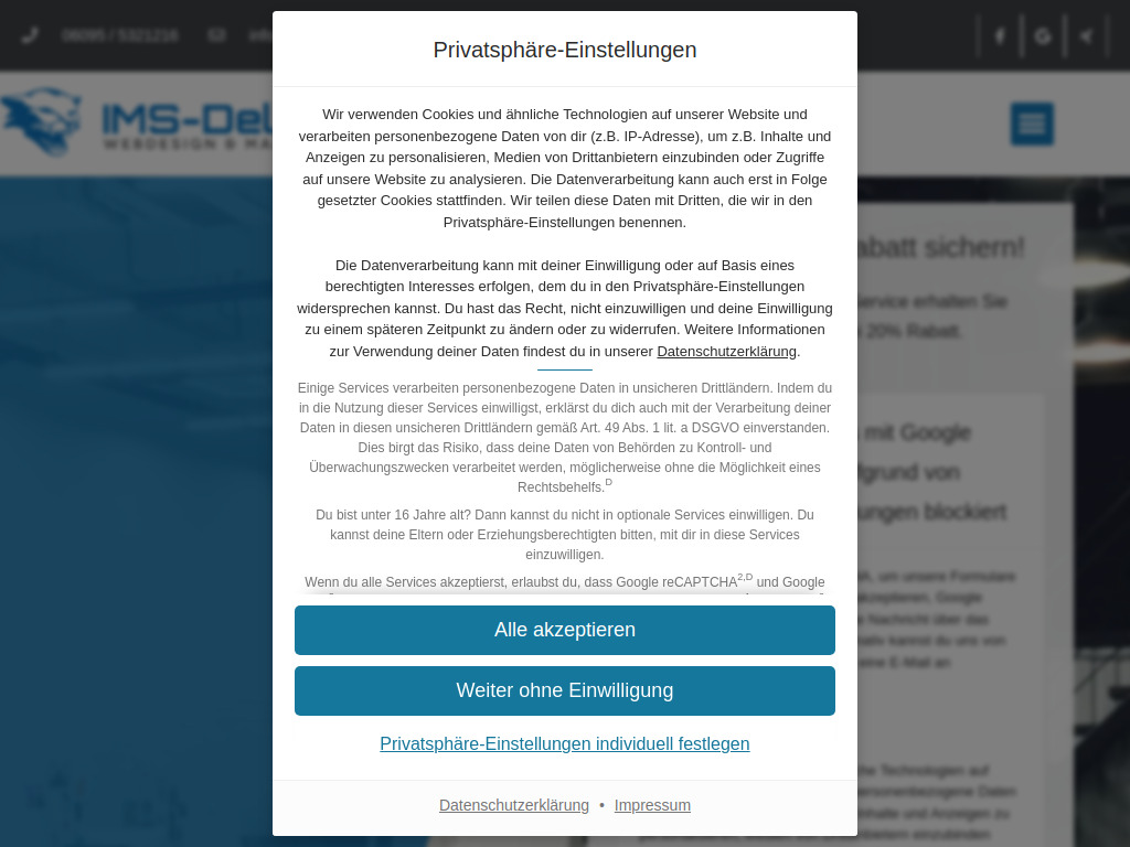 Website von IMS-Deluxe in Waldaschaff