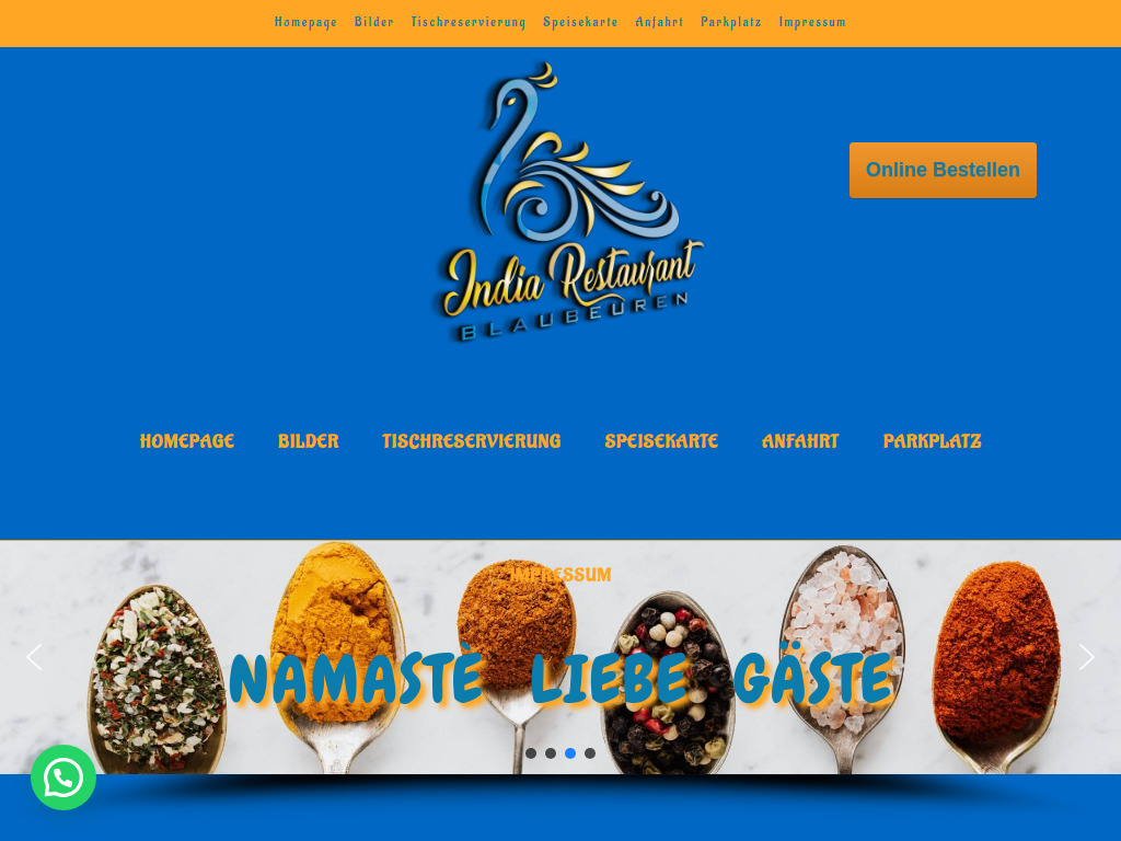 Website von India Restaurant Blaubeuren in Blaubeuren