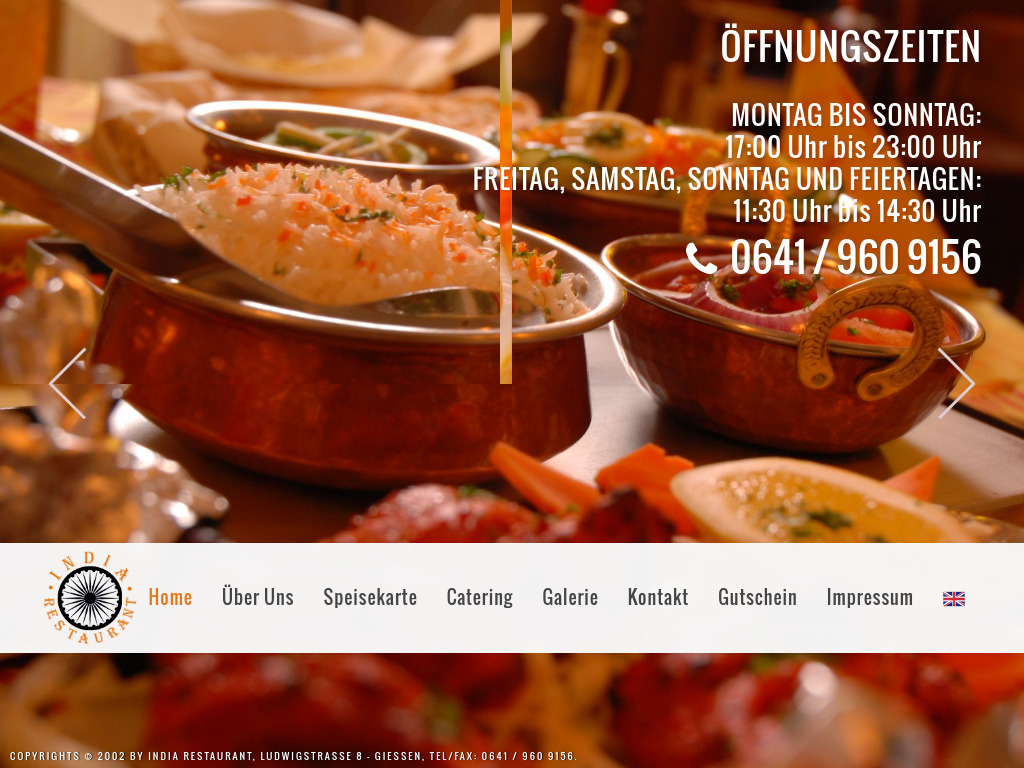 Website von Indische Spezialitäten in Gießen und Umgebung